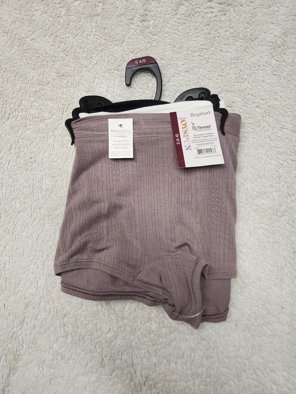 • NWT Joyspun Ribbed Tencel Modal Boyshort Panties Underwear 3-Pack Women's S